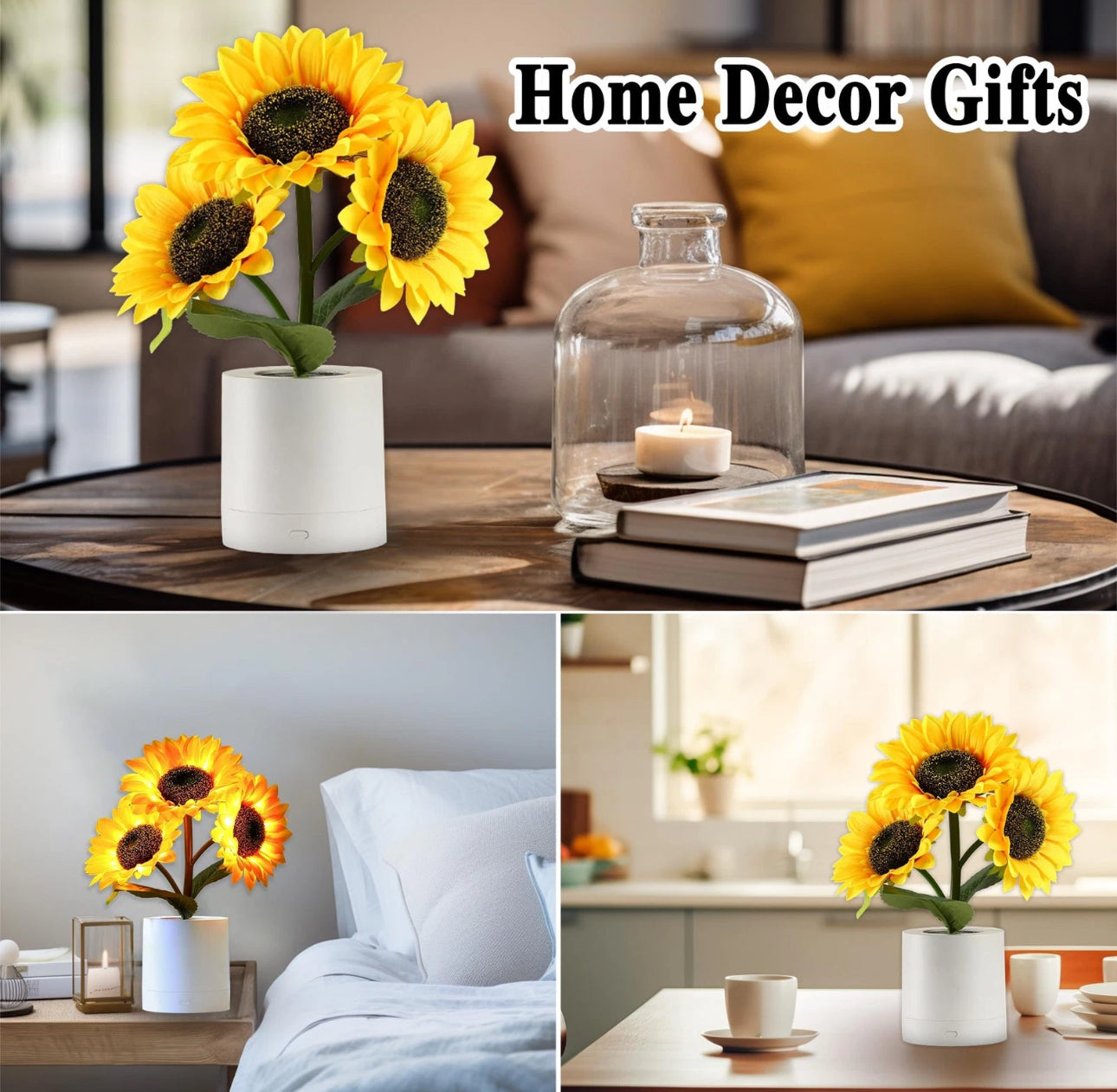 3-Head Sunflower USB Night Light (Table Decor)