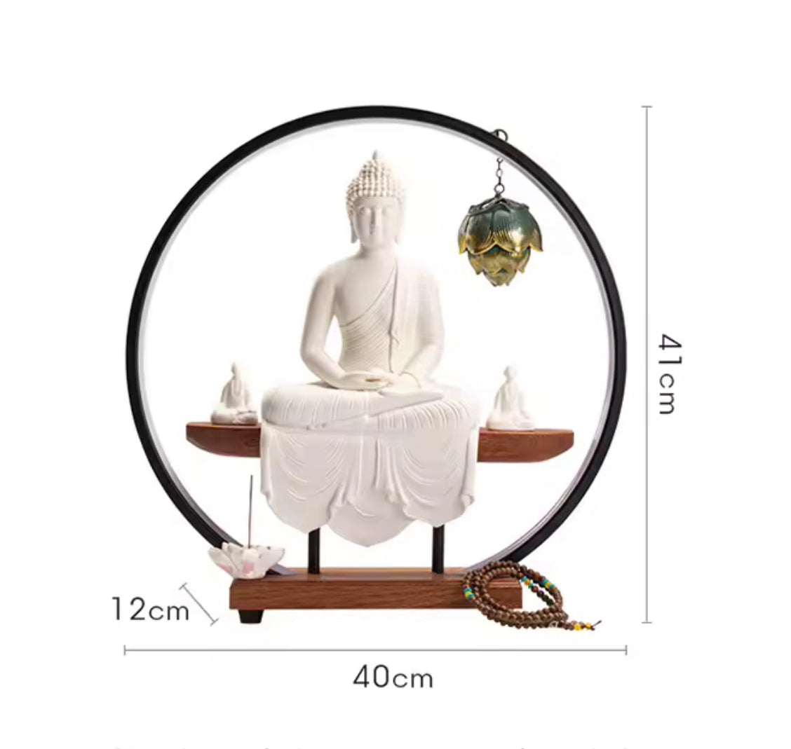 Buddha Back-Flow Incense Holder & Ring Light Ornamental Set