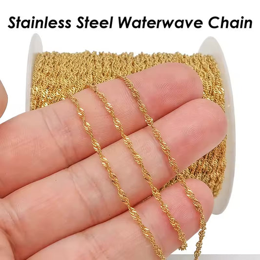 High Quality Stainless Steel Dainty Water Wave Chain (50cm Length)