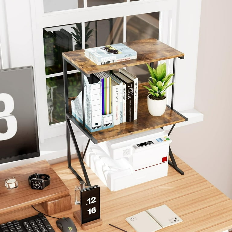 Multi Function 2-Tier Wood Top Metal Frame Shelf Organizer