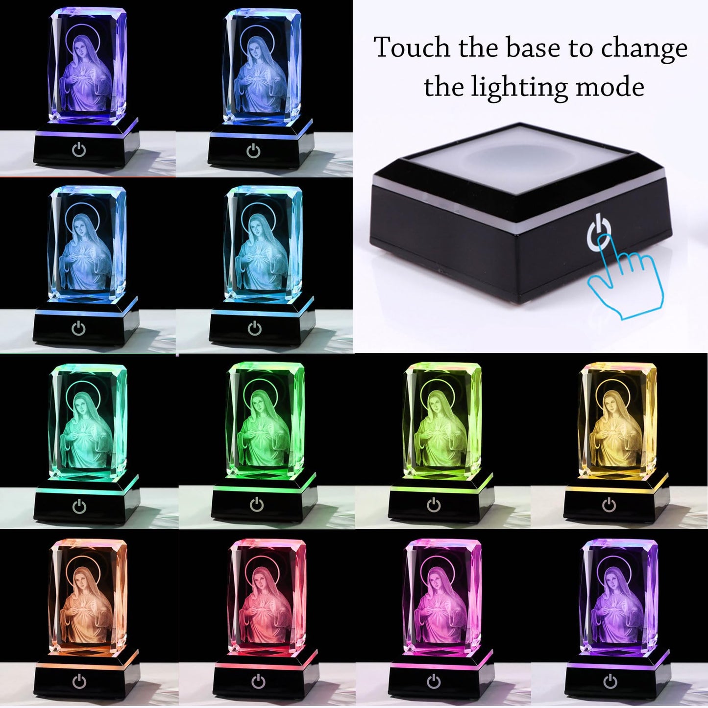 K9 Glass Crystal 3D Laser Engraved Virgin Mary Lamp