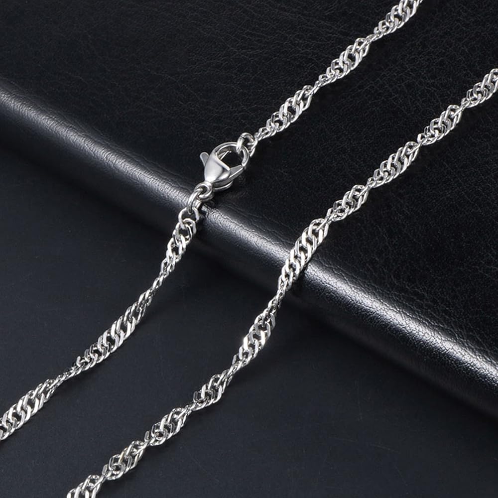 High Quality Stainless Steel Dainty Water Wave Chain (50cm Length)