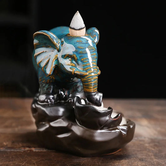 Elephant Designed Back-Flow Incense Holder