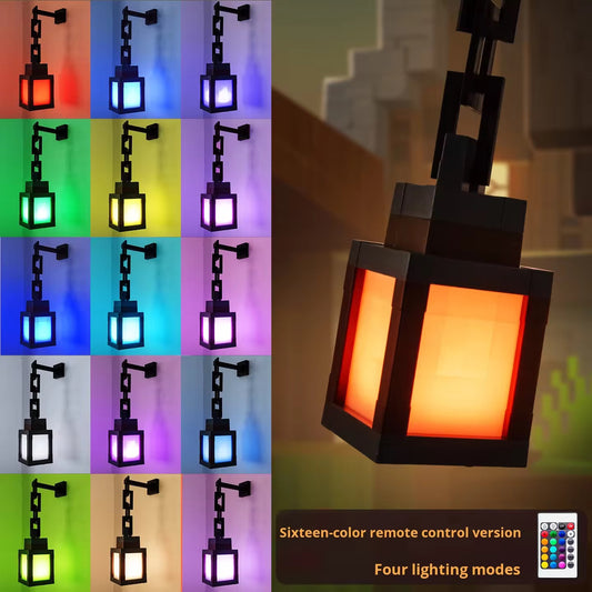 Minecraft Pixelated LED Wall Lantern Lamp + Remote Control