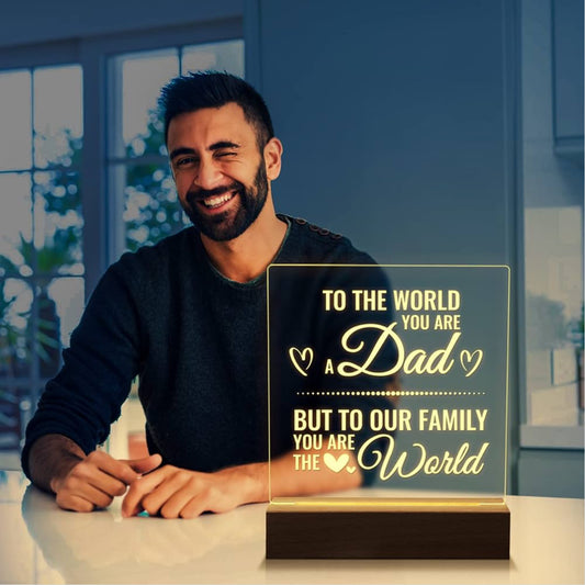 Father’s Love 3D Acrylic Night Lamp With Wooden Base