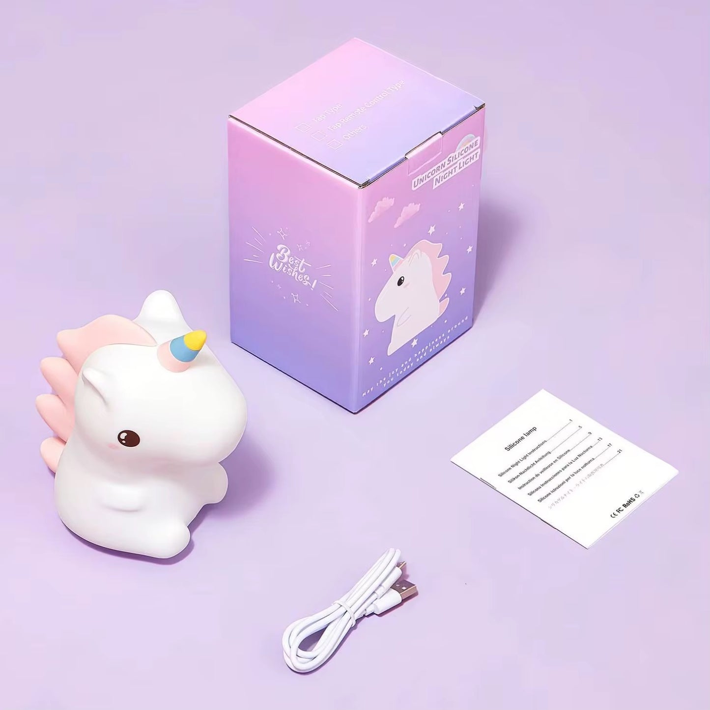 Adorable Squishy Silicone Animal Night Light (Unicorn)