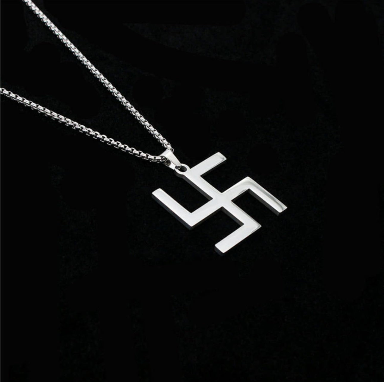 Stainless Steel Hindu Religious Swastika Symbol Necklace.