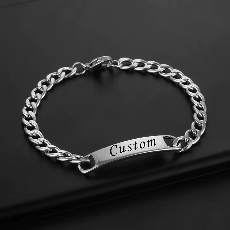 Customizable 18k Gold-Filled Stainless-Steel Cuban Bracelet with Engraving