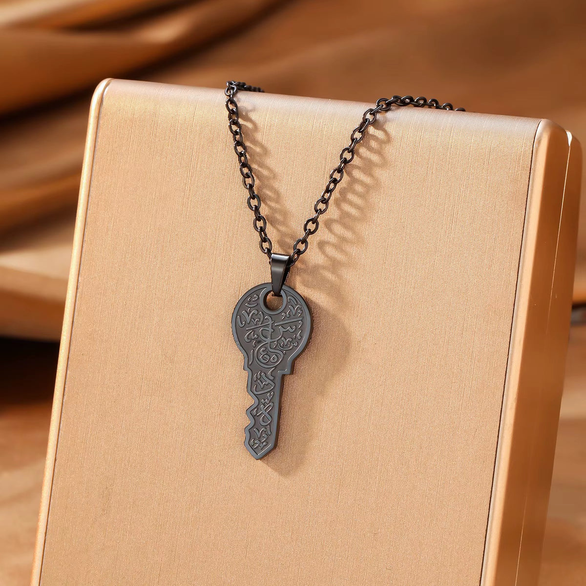 Arabic Happiness Lock & Key Stainless Steel Necklace