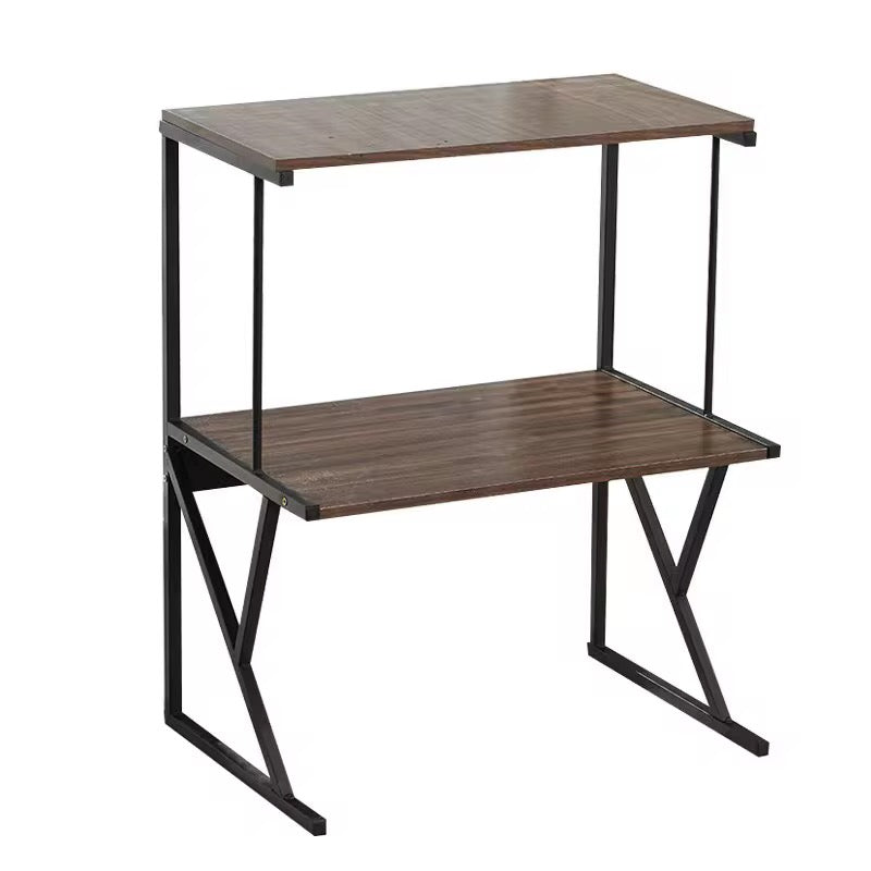 Multi Function 2-Tier Wood Top Metal Frame Shelf Organizer