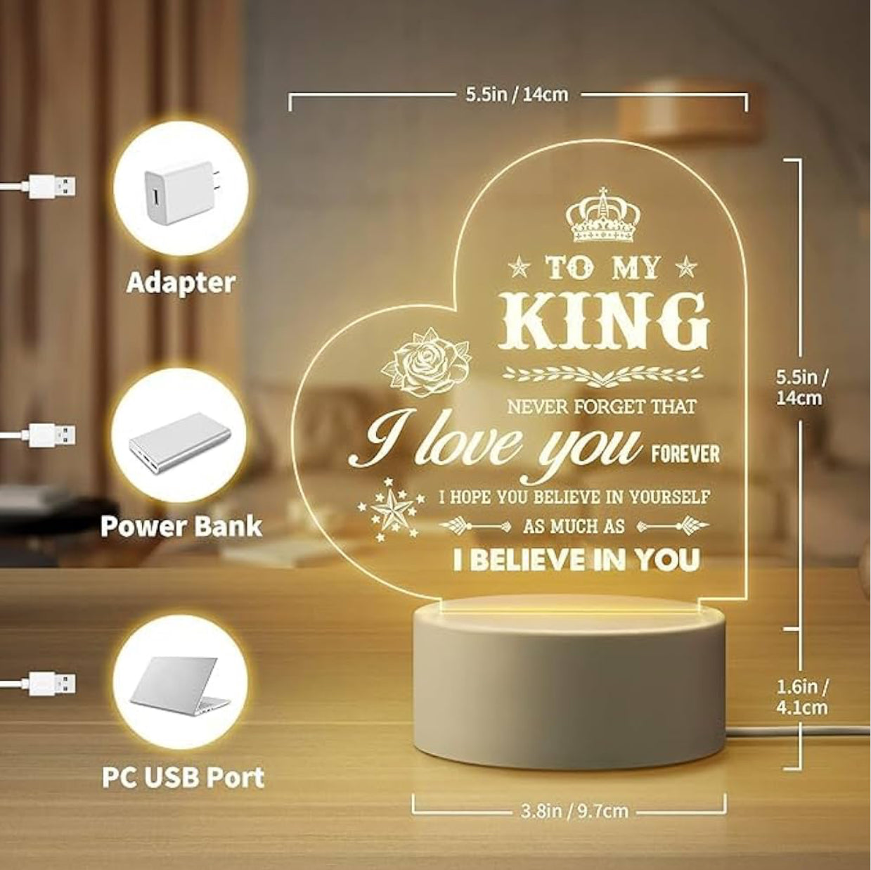 Father’s Love 3D Acrylic Night Lamp With Wooden Base