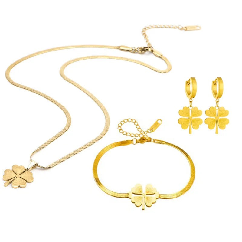 High Quality Stainless Steel Four Leaf Clover 3pc Set