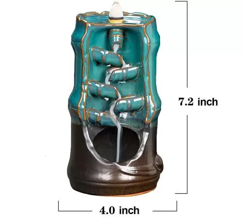 Bamboo Designed Back-Flow Incense Holder + 10 Free Incense Cones