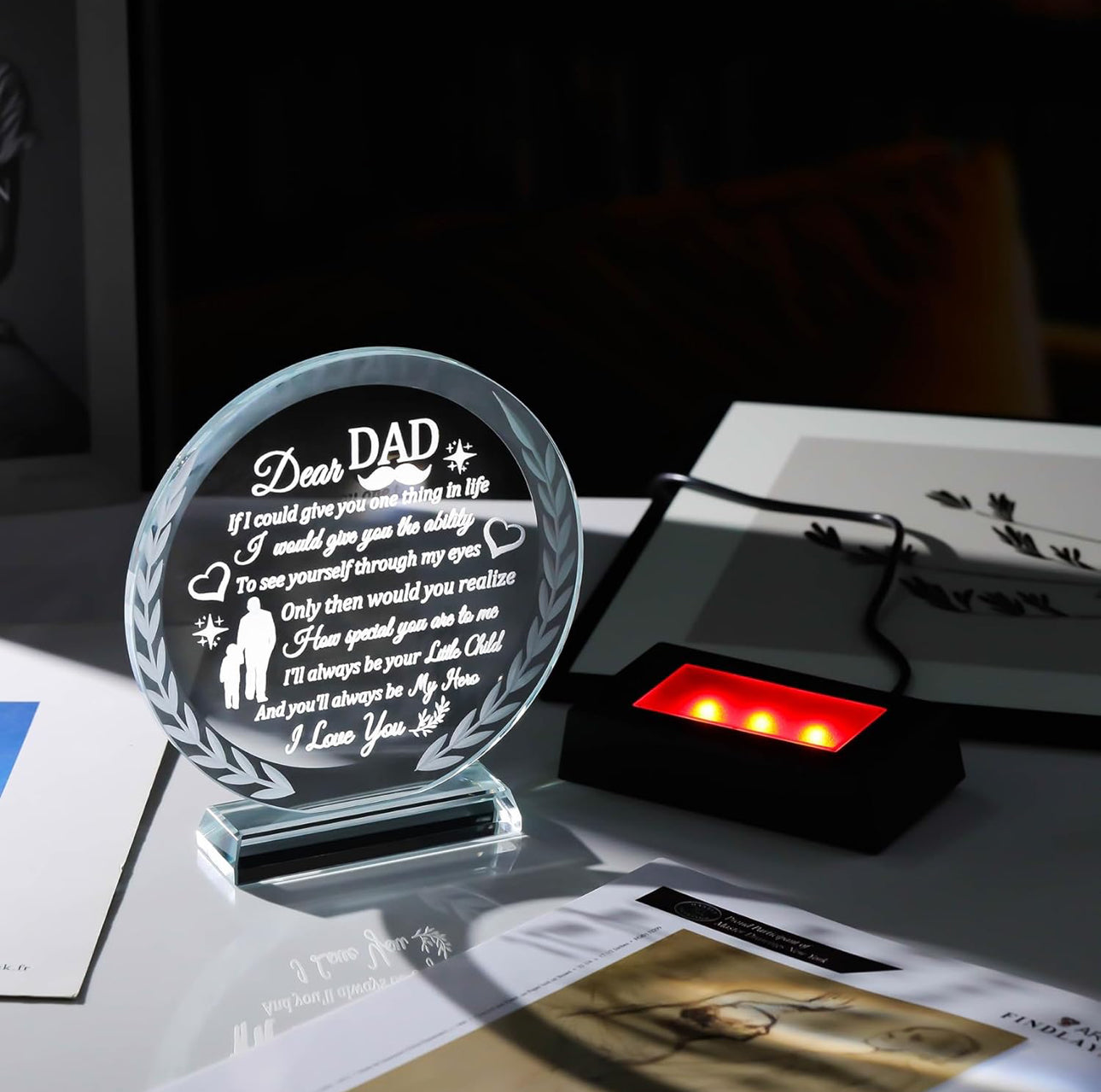 Father’s Love 3D K9 Glass Crystal 3D Laser Engraved Lamp Will