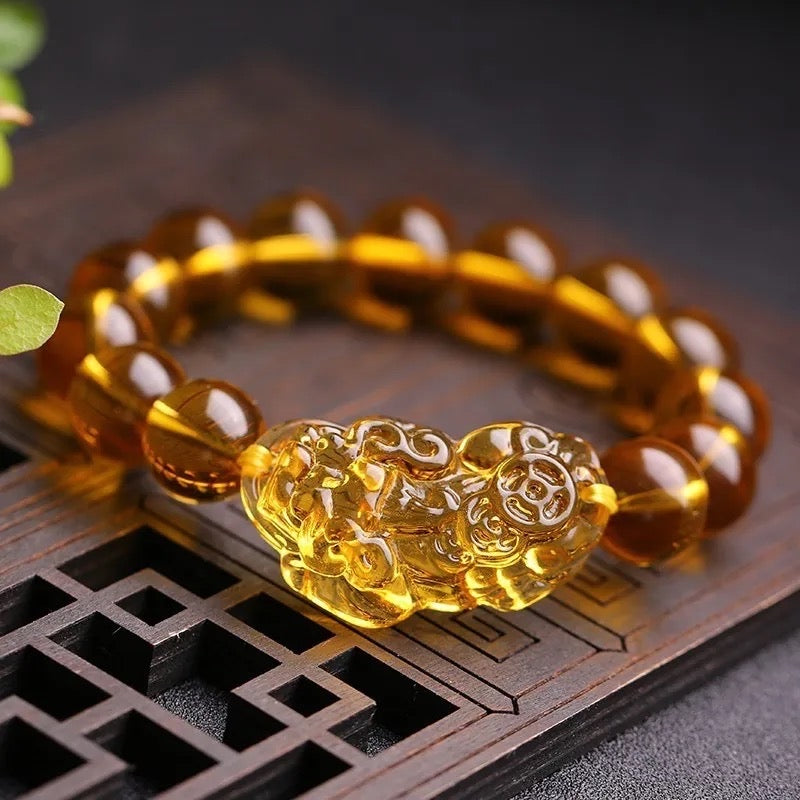 Citrine / Obsidian PiXiu-PiYao Wealth Bracelets