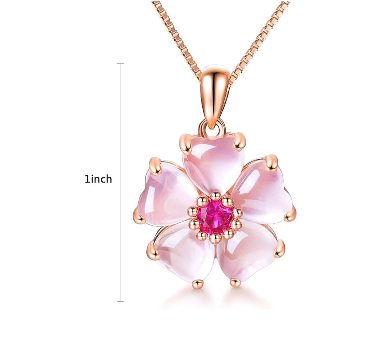 Stainless Steel Rose Quartz Pink Zirconia Clover Necklace