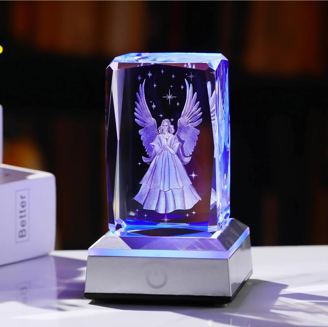 K9 Glass Crystal 3D Laser Engraved Guardian Angel Lamp