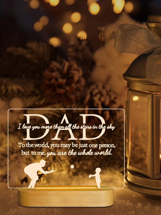 Father’s Love 3D Acrylic Night Lamp With Wooden Base