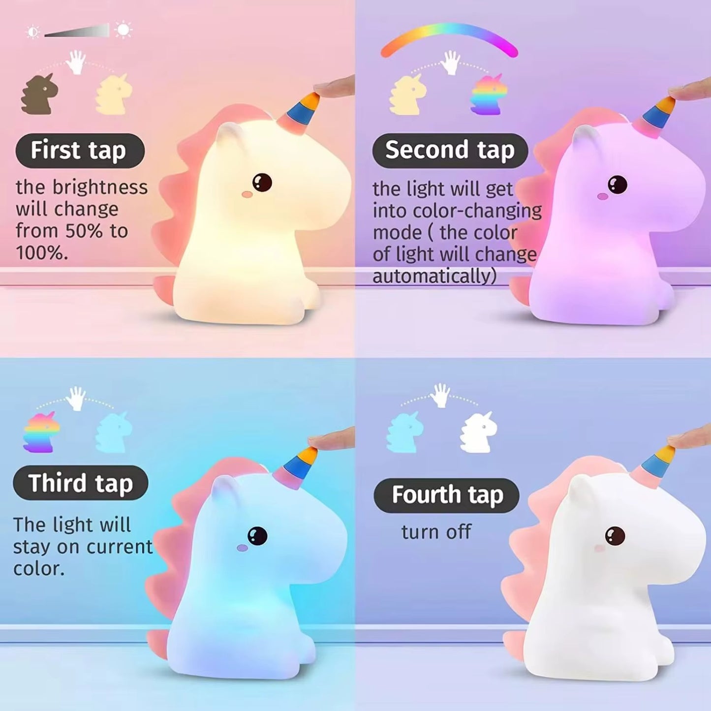 Adorable Squishy Silicone Animal Night Light (Unicorn)