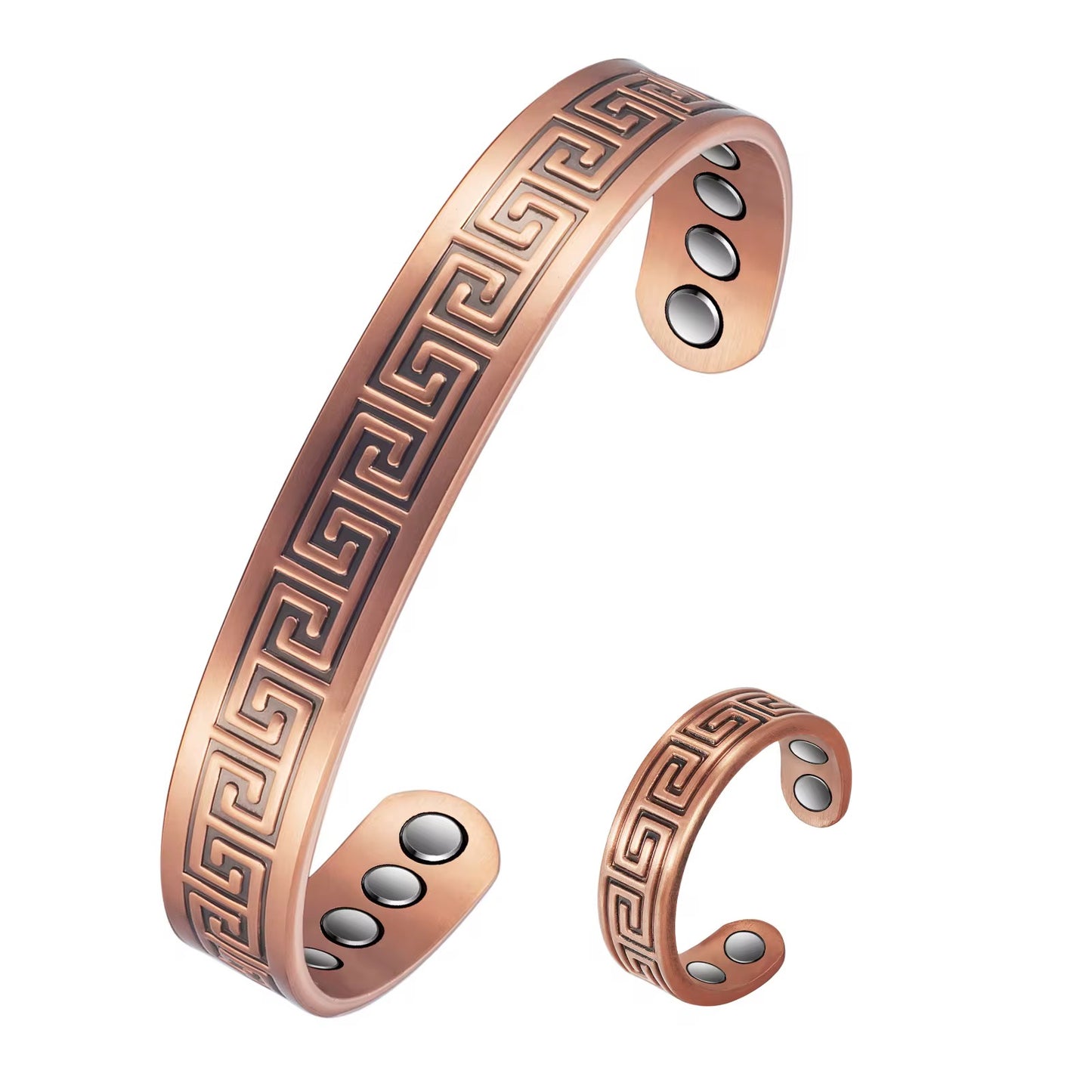 Ultra Strength Adjustable Pure Copper Magnetic Bracelet & Ring Set (99.99% Copper)