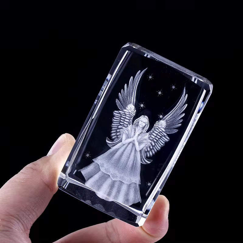 K9 Glass Crystal 3D Laser Engraved Guardian Angel Lamp