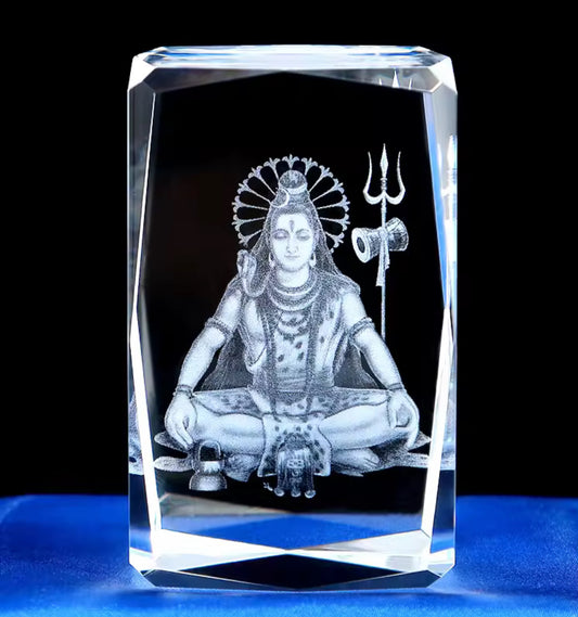 K9 Glass Crystal 3D Laser Engraved Hindu God Lamp (Lord Shiva)