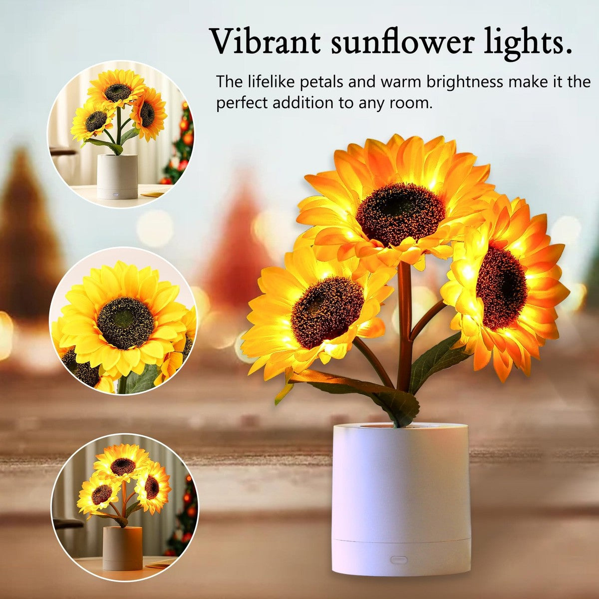 3-Head Sunflower USB Night Light (Table Decor)