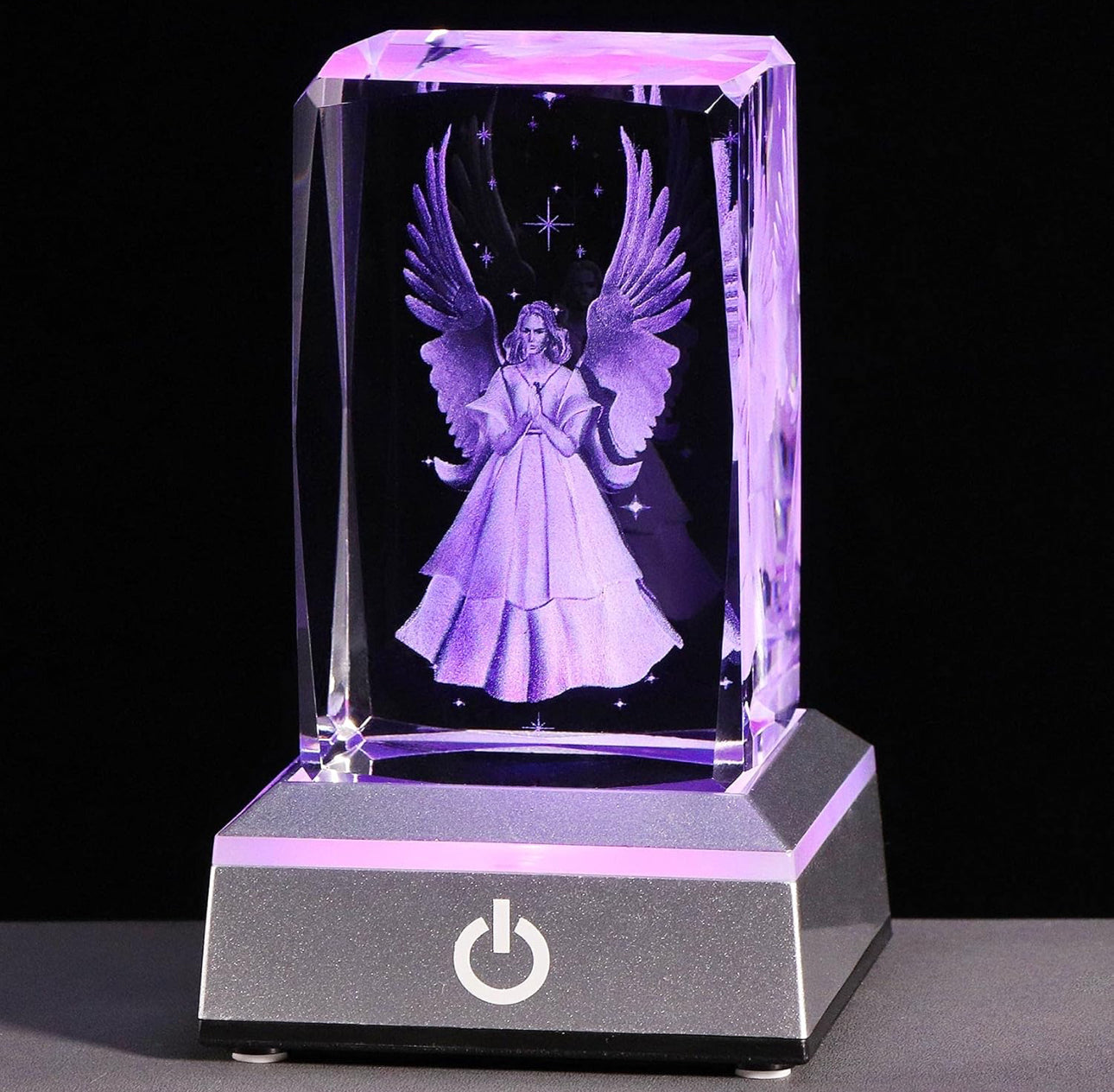 K9 Glass Crystal 3D Laser Engraved Guardian Angel Lamp