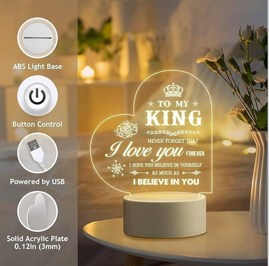 Father’s Love 3D Acrylic Night Lamp With Wooden Base
