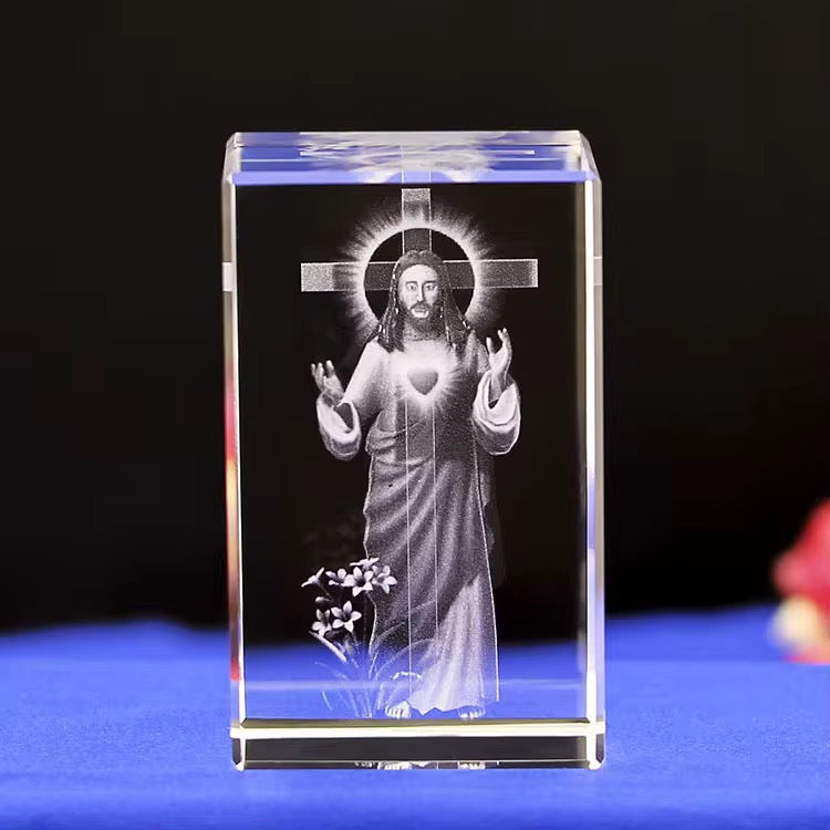 K9 Glass Crystal 3D Laser Engraved Jesus Cross Lamp