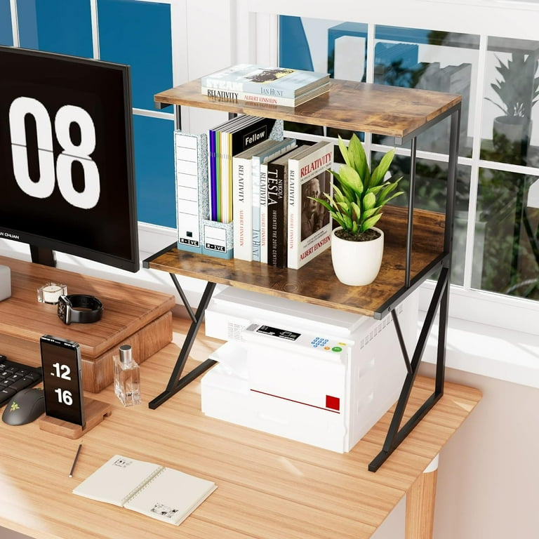 Multi Function 2-Tier Wood Top Metal Frame Shelf Organizer