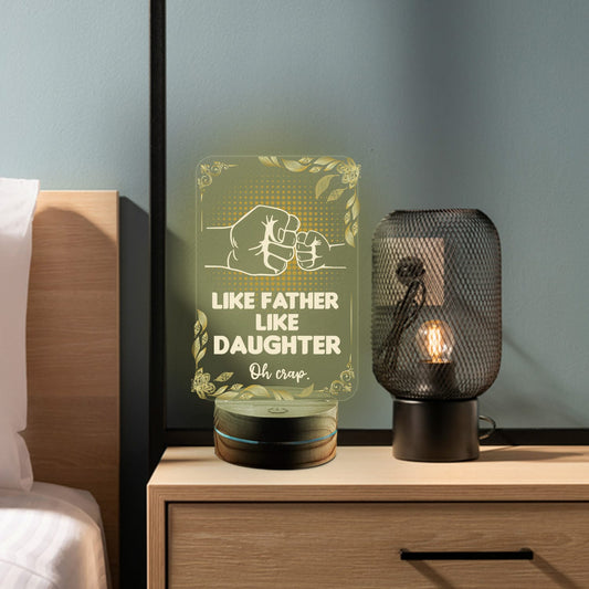 Father’s Love 3D Acrylic Night Lamp With Wooden Base - Father & Daughter Love