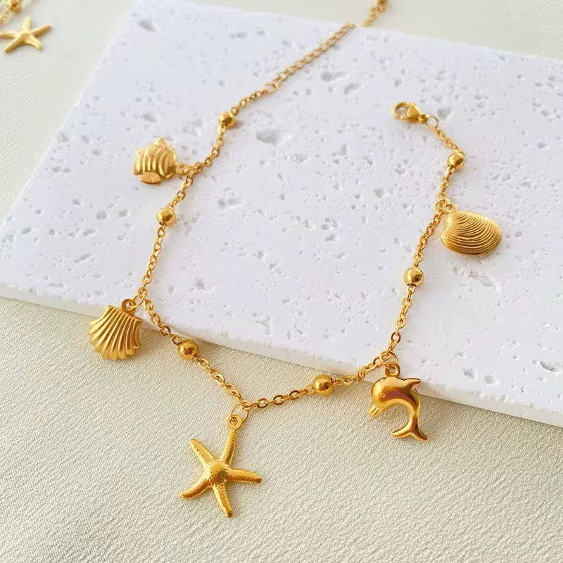 Stainless Steel Ocean Themed Anklet (Adjustable)