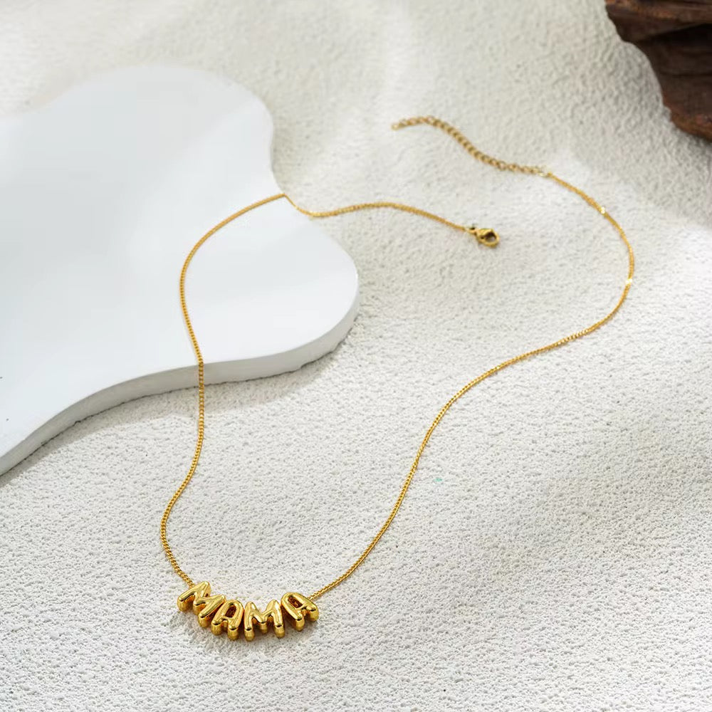 Stainless Steel ‘Mama’ Balloon Design Necklace