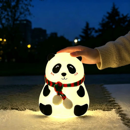 Adorable Squishy Silicone Animal Night Light (Panda with Scarf)