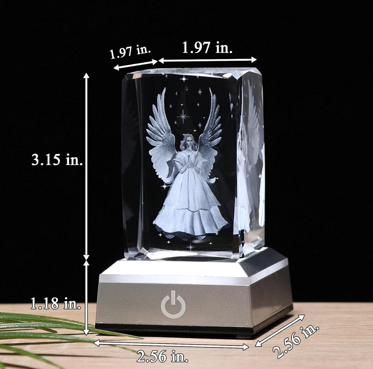 K9 Glass Crystal 3D Laser Engraved Guardian Angel Lamp