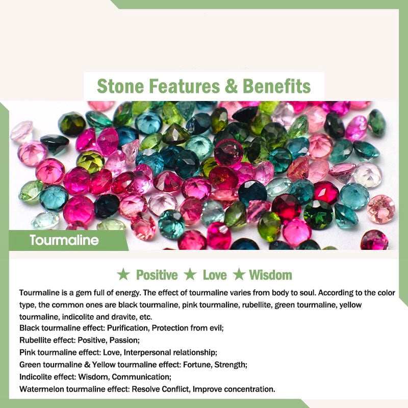 Natural Tourmaline Flower Bead Charm Bracelet (8MM)