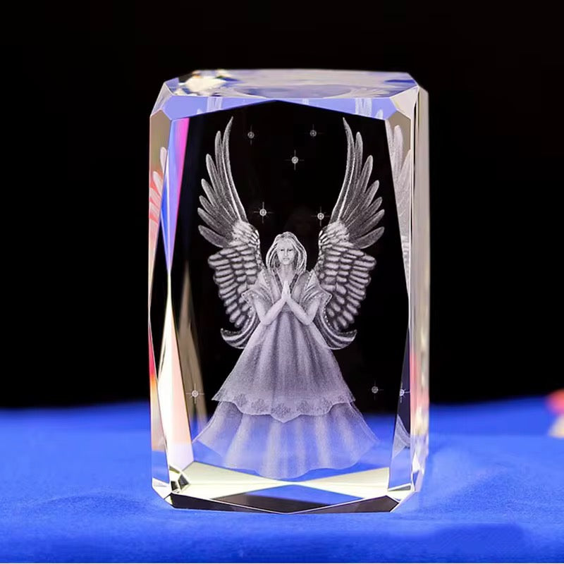 K9 Glass Crystal 3D Laser Engraved Guardian Angel Lamp