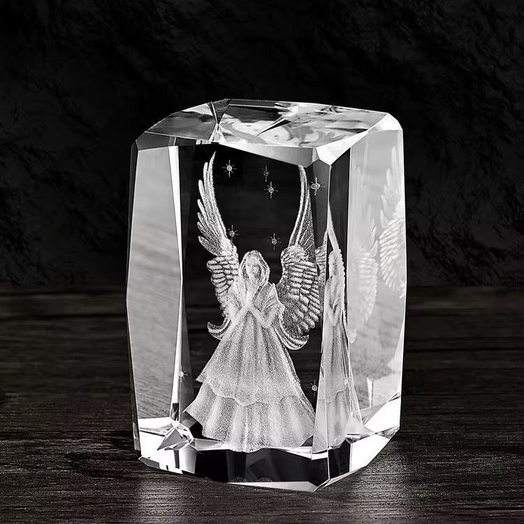K9 Glass Crystal 3D Laser Engraved Guardian Angel Lamp