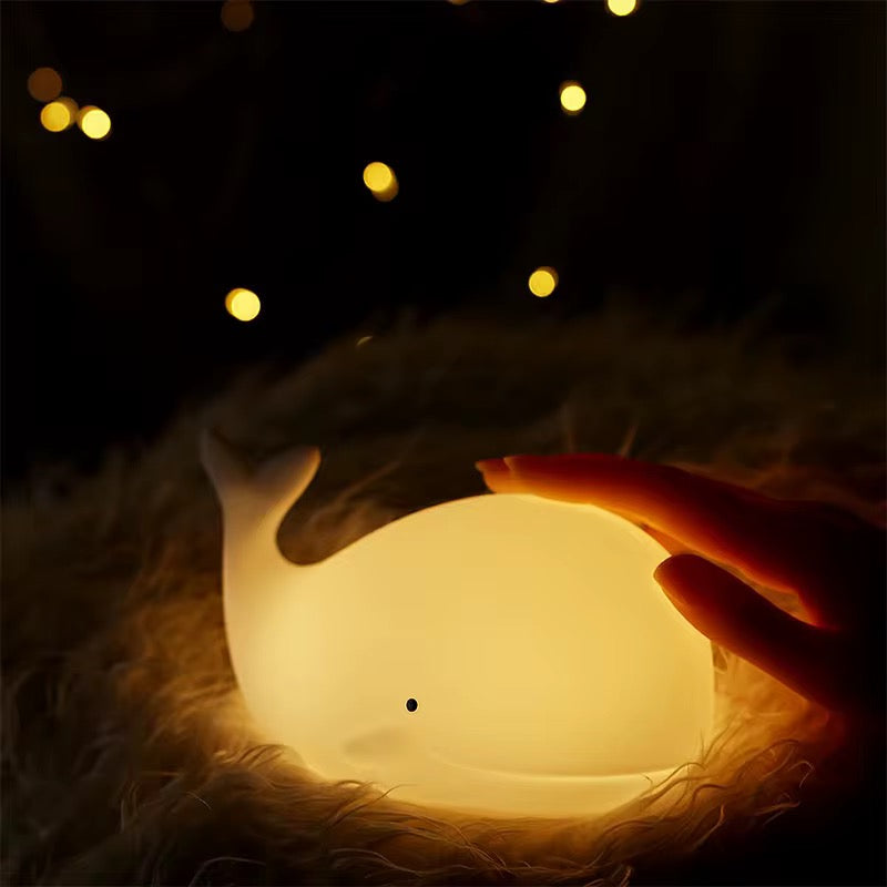 Adorable Squishy Silicone Animal Night Light (Chubby Whale)
