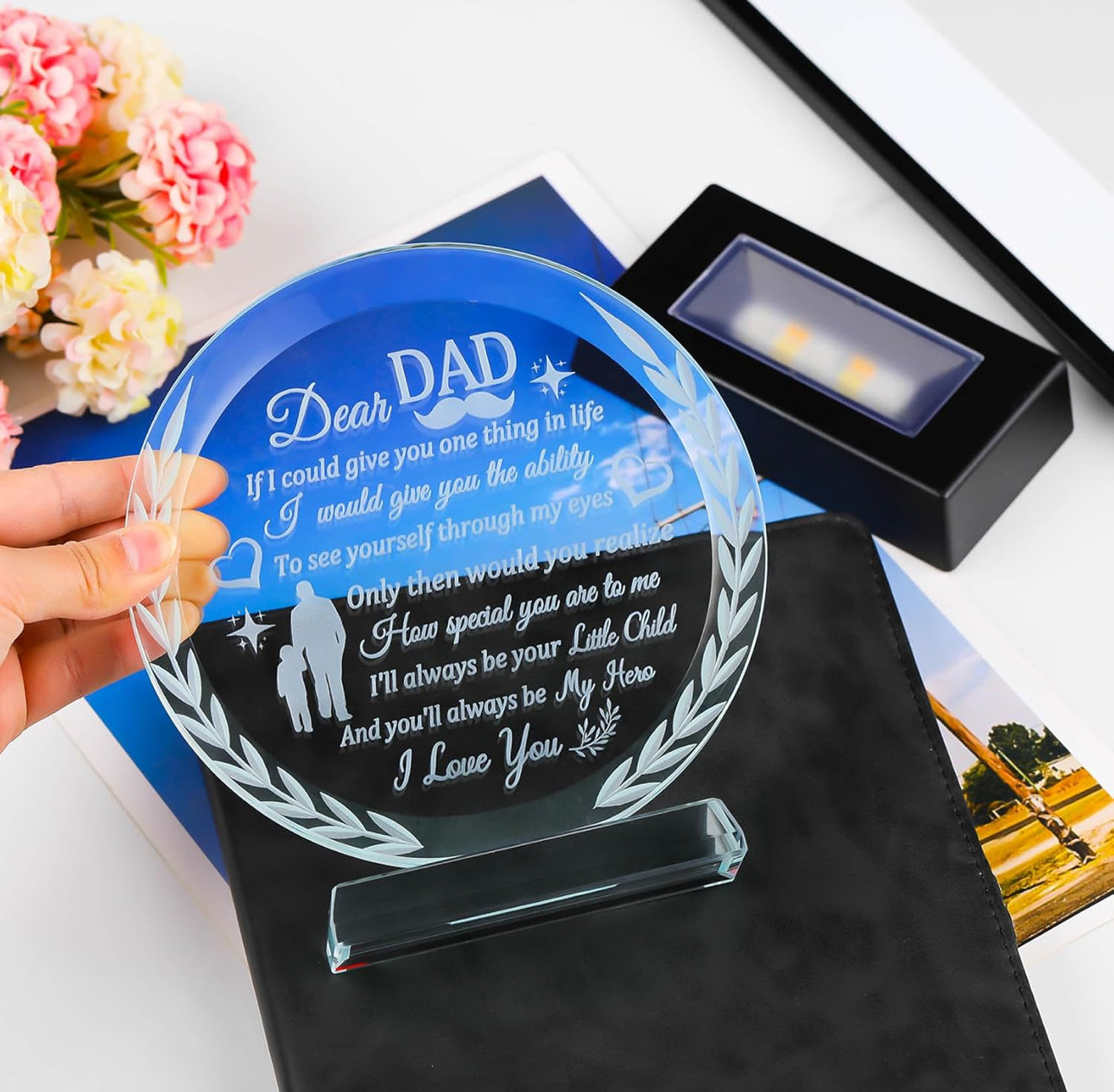 Father’s Love 3D K9 Glass Crystal 3D Laser Engraved Lamp Will