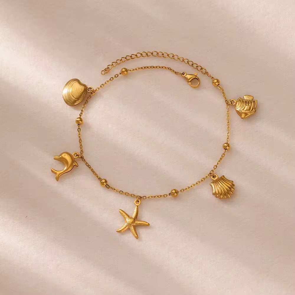 Stainless Steel Ocean Themed Anklet (Adjustable)