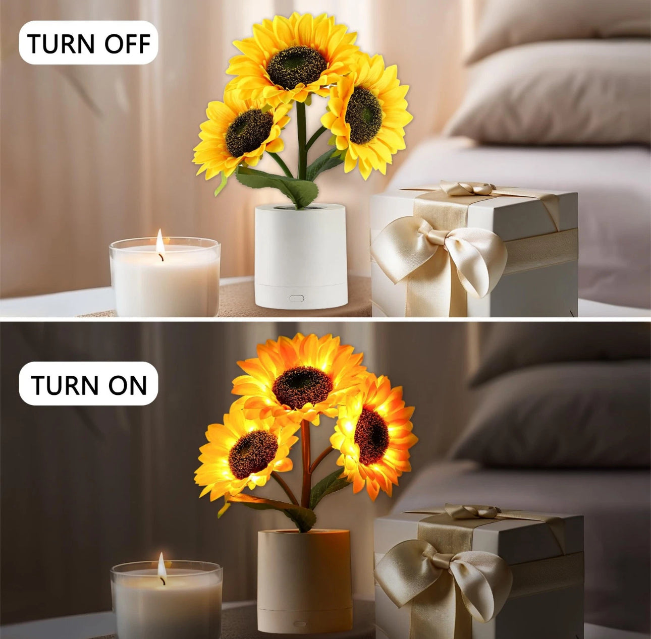 3-Head Sunflower USB Night Light (Table Decor)