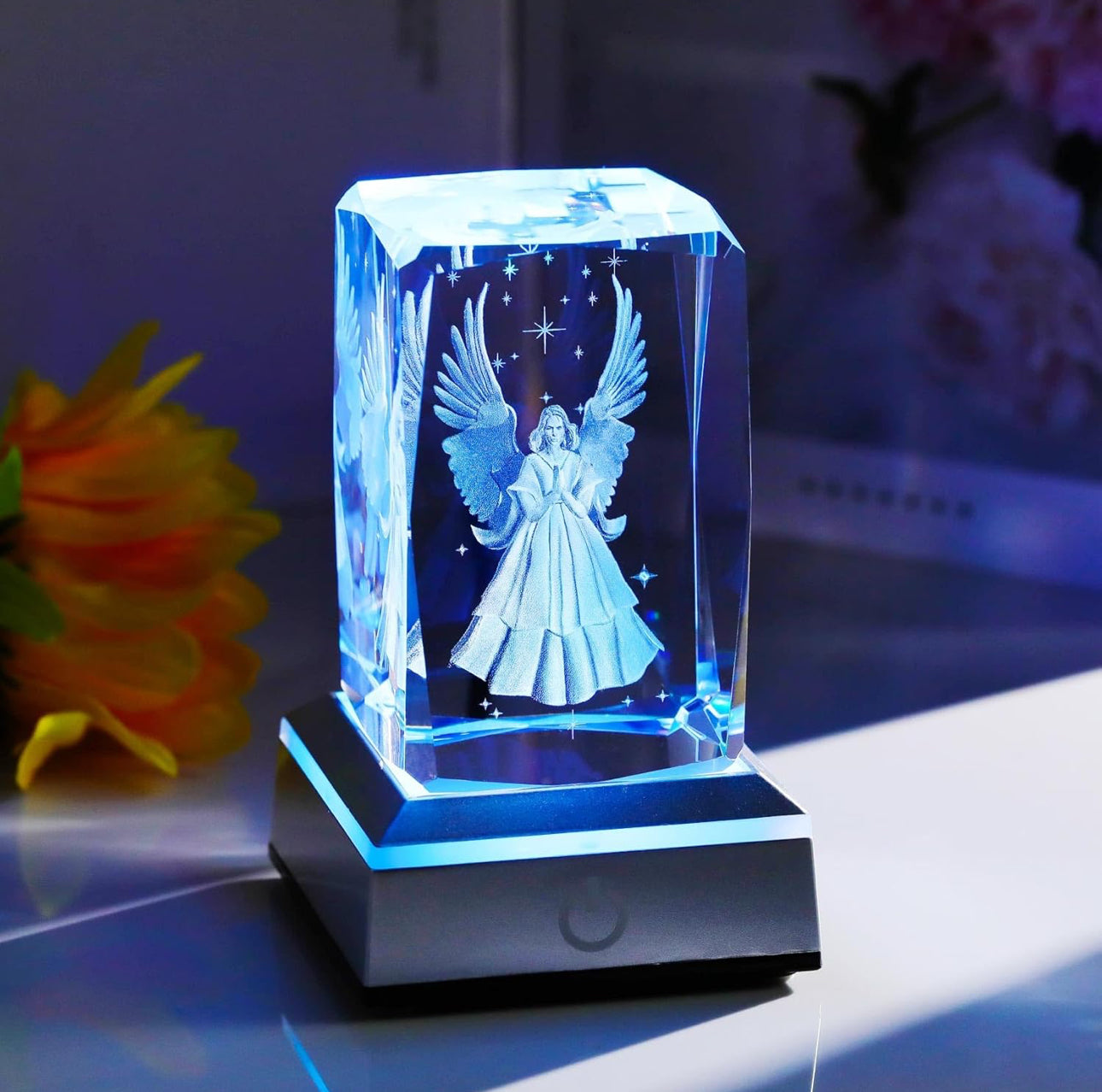 K9 Glass Crystal 3D Laser Engraved Guardian Angel Lamp