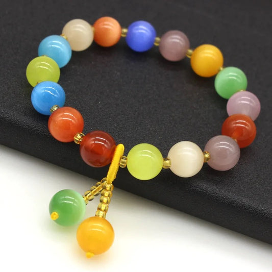 Colorful Cat Eye Quartz Lucky Charm Bracelets (10mm)
