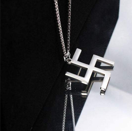 Stainless Steel Hindu Religious Swastika Symbol Necklace.