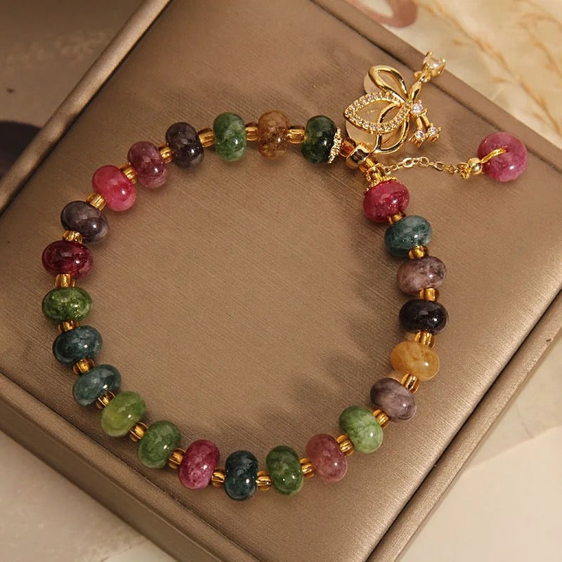 Tourmaline Crystal Charm Bracelet (8MM)