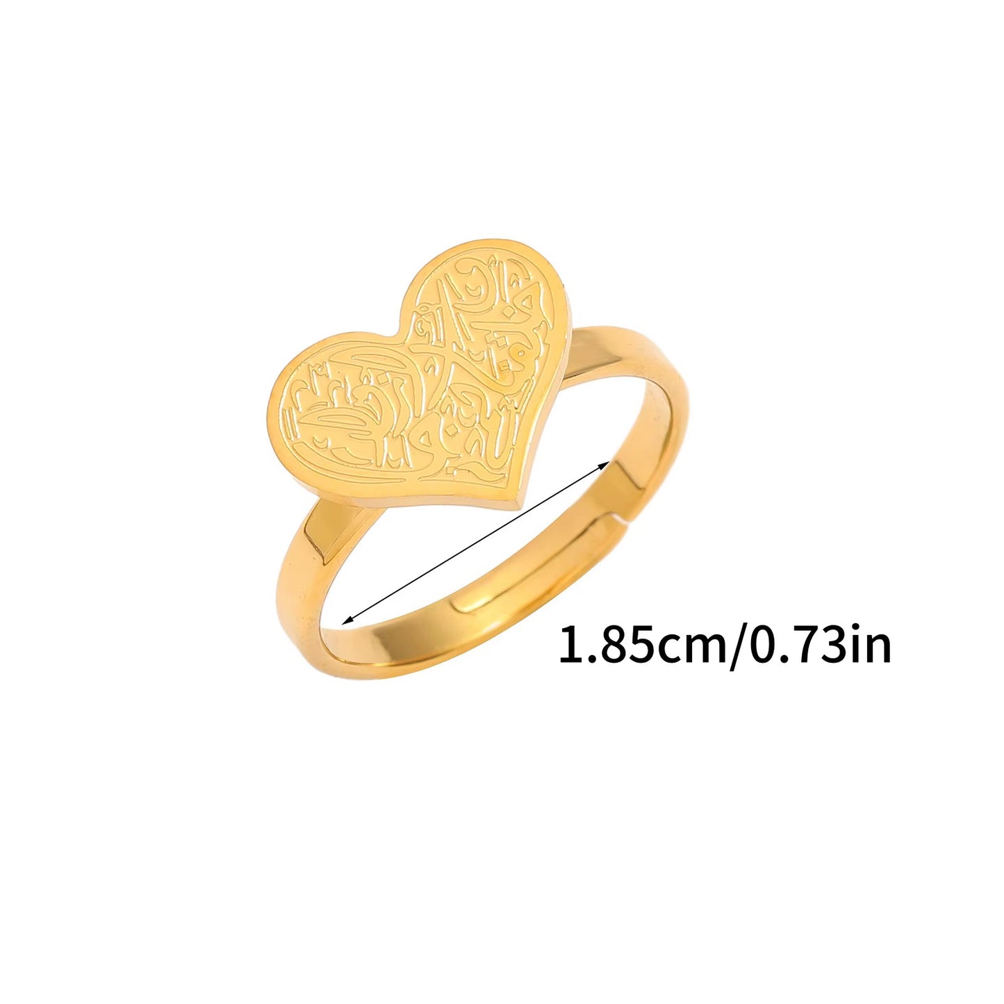 “Created in Pairs” Arabic Calligraphy Adjustable Heart Ring