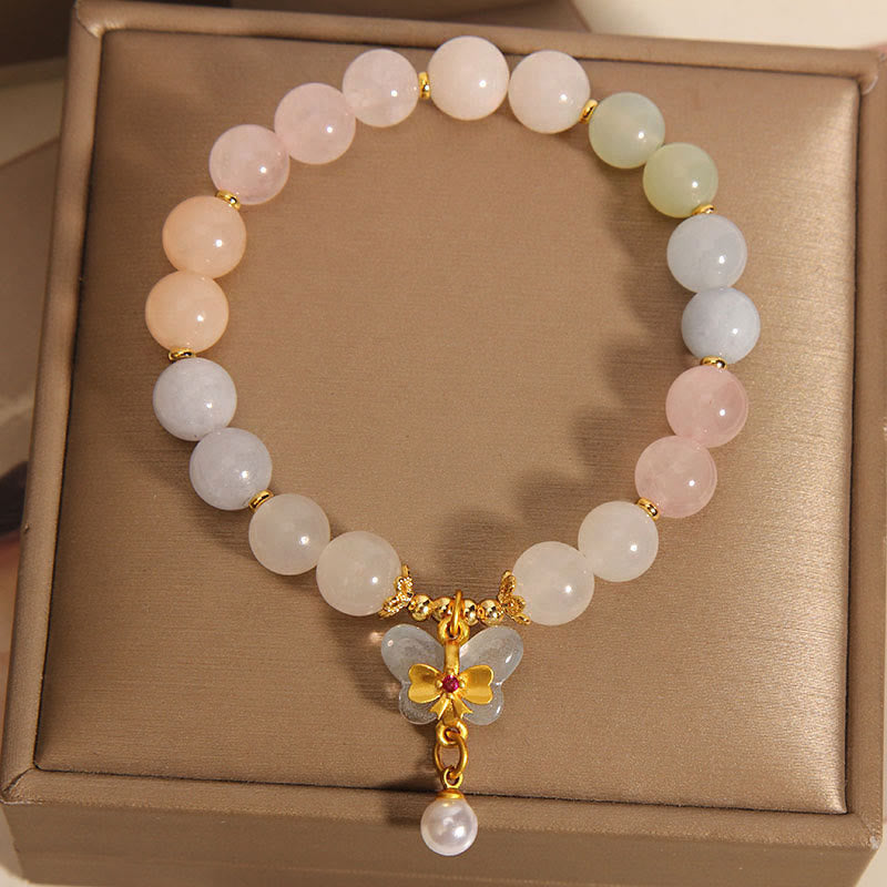 Natural Morganite Confidence Butterfly Charm Bracelet (8mm)