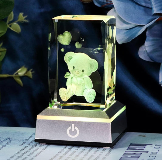 K9 Glass Crystal 3D Laser Engraved Teddy Bear Lamp